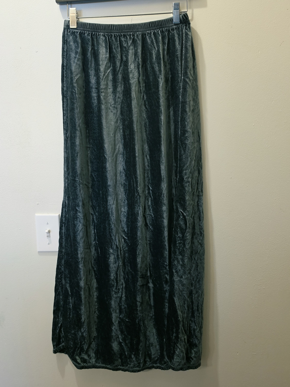 cut loose Velvet Iridescent Stretchy Maxi Midi Skirt Green Made In USA M Forest